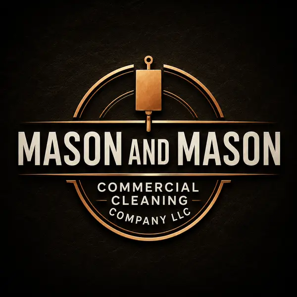 Mason and Mason Commercial Cleaning Company LLC clean logo icon on a dark background.